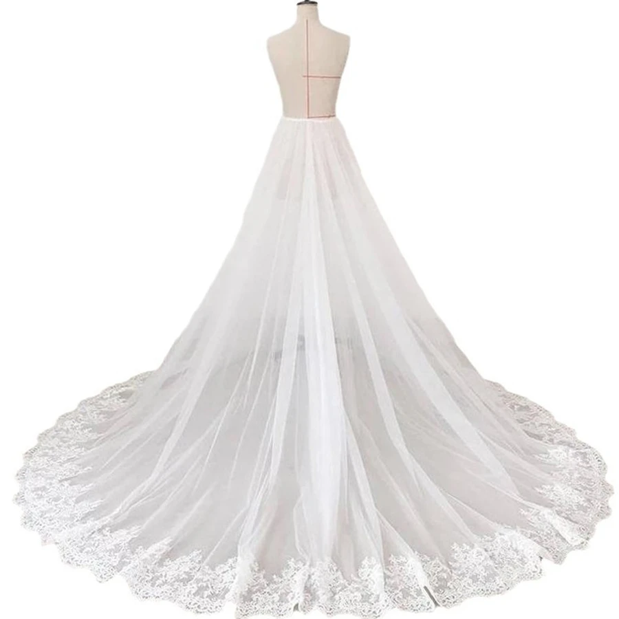 New Arrival One Layer Soft Tulle Removable Train Detachable Skirt Wedding Boho Bride Dresses Bridal Overskirt White Ivory Skirts