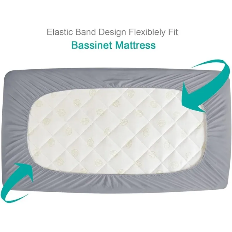 وسادة مرتبة Bassinet Co er مقاومة للماء، ملاءات حماية مرتبة مبطنة تناسب جميع السلالات الرئيسية - مستطيلة، O al، Hourgl