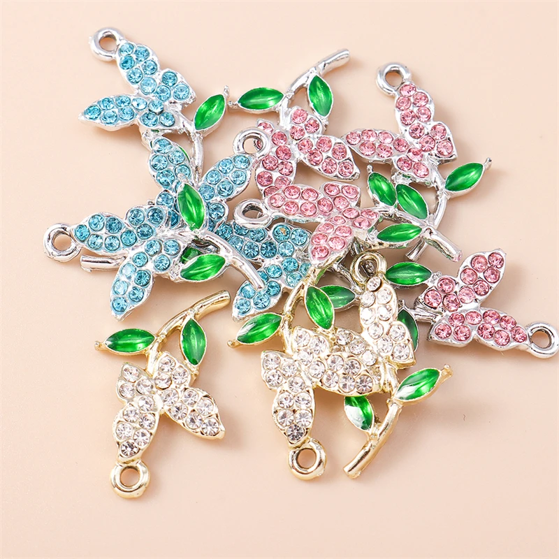 

20pcs 12x25mm Delicate Crystal Butterfly Flower Charms Pendants for Jewelry Making Earrings Necklaces Keychains DIY Crafts Gifts