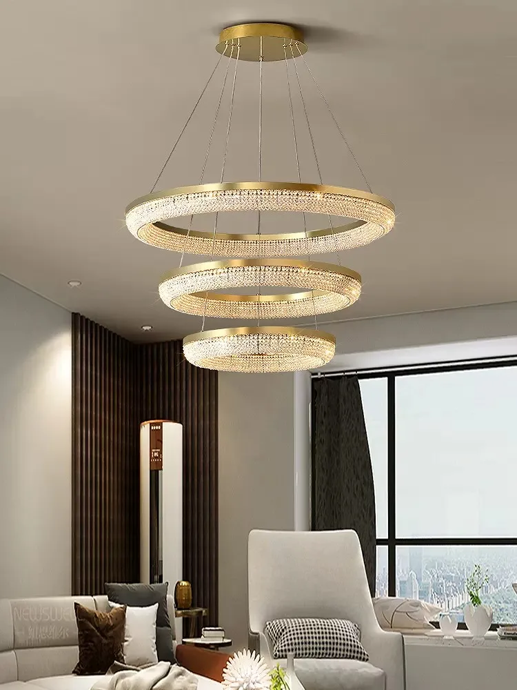 Modern Round Led Ring Light Luxury Ceiling Chandeliers for Dining Room Hanging Lamps Home Decor Home Appliance 2024 Lustres