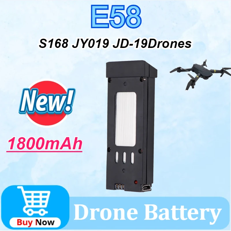 

Upgraded Drone Battery E58 3.7V 600mAh Lipo Battery For E58 S168 JY019 RC Quadcopter Spare Parts