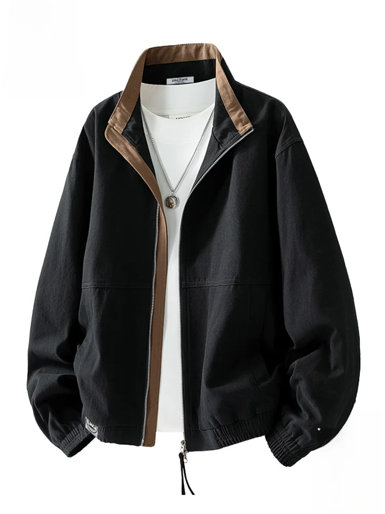 

Мужская куртка PaulFrank из чистого хлопка с воротником-стойкой и пэчворком, повседневная, универсальная, осенняя, рабочая одежда, модная верхняя одежда