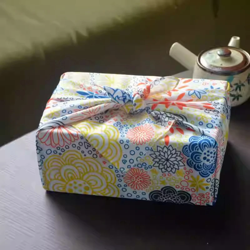 Multifunctional 70X70Cm Furoshiki Wrap Japanese Lunch Box Cover Bento Cloth Gift Wrapping Handkerchief for Teacup and Food
