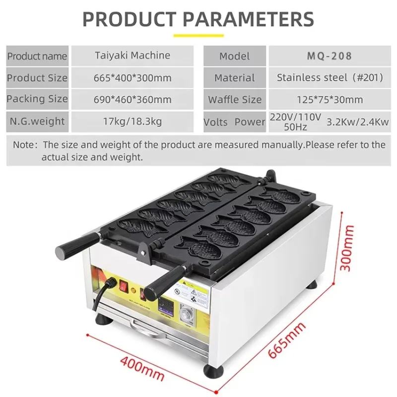 Stainless Steel Maker Fish Waffle Maker Pie Mini Cone Pot Custom Mold Fish Sharpeyaki Spoon Machine