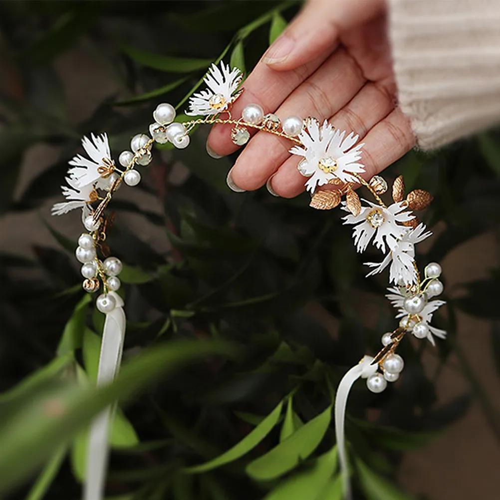 

Flowers Headband Rhinestone Pearl Elegant Wedding Bridal Hair Accessory Bridal Headpiece Hair Decor Flowers Headband