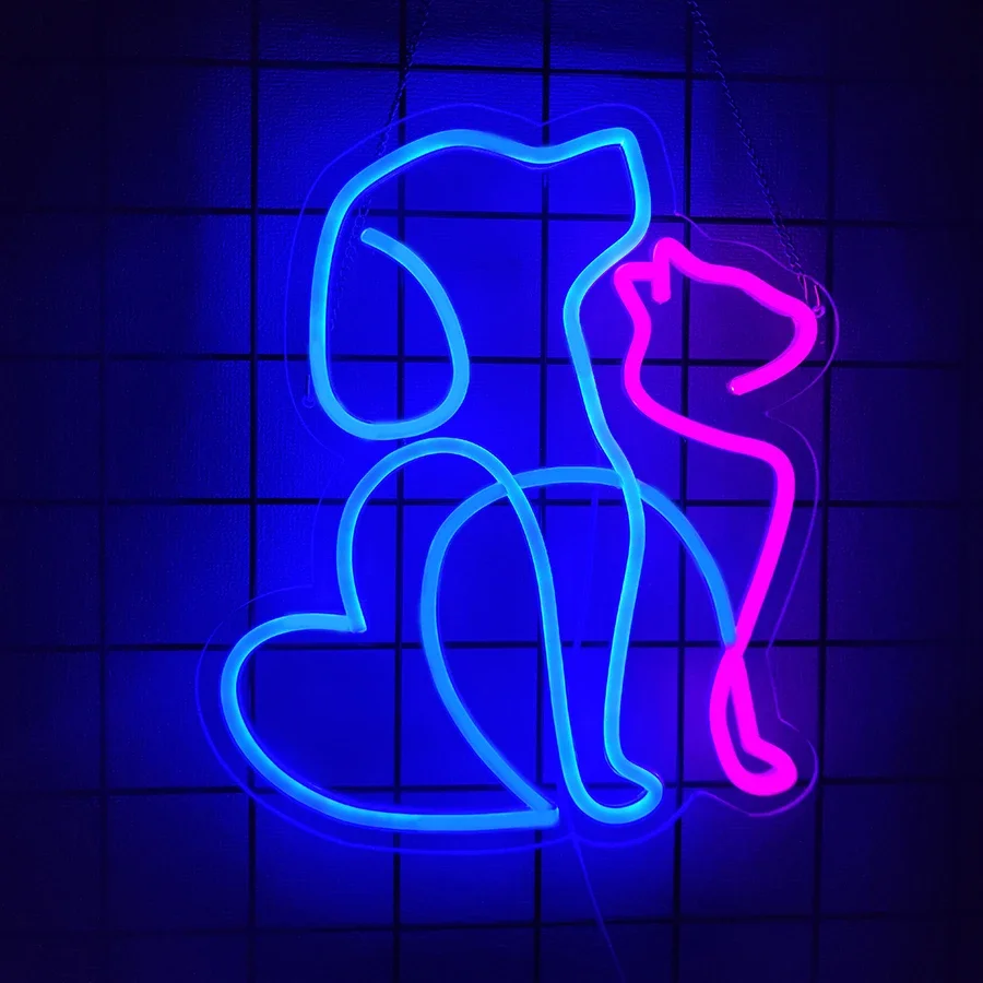 Lovely Cats And Dogs Led Neon Wall Decoration, Animal Signs, Usb Power Supply, Suitable For Pet Shops Who Love Cats And Dogs.