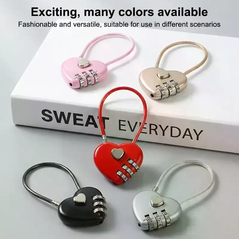1Pcs Password Padlock Fashion Heart Style 3 Digit Combination Lock New Love Code Concentric Padlock Secure