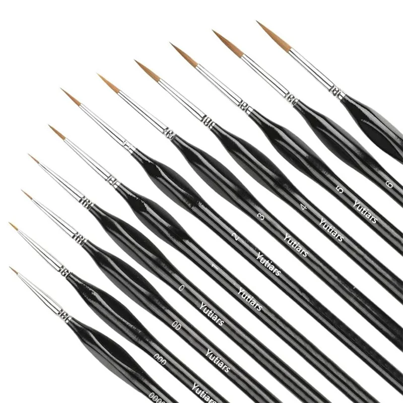 11pcs Fine Detail Paint Brush Set - Sturdy & Precise Miniature Brushes - Ideal for Warhammer 40k, Model & Art Painting