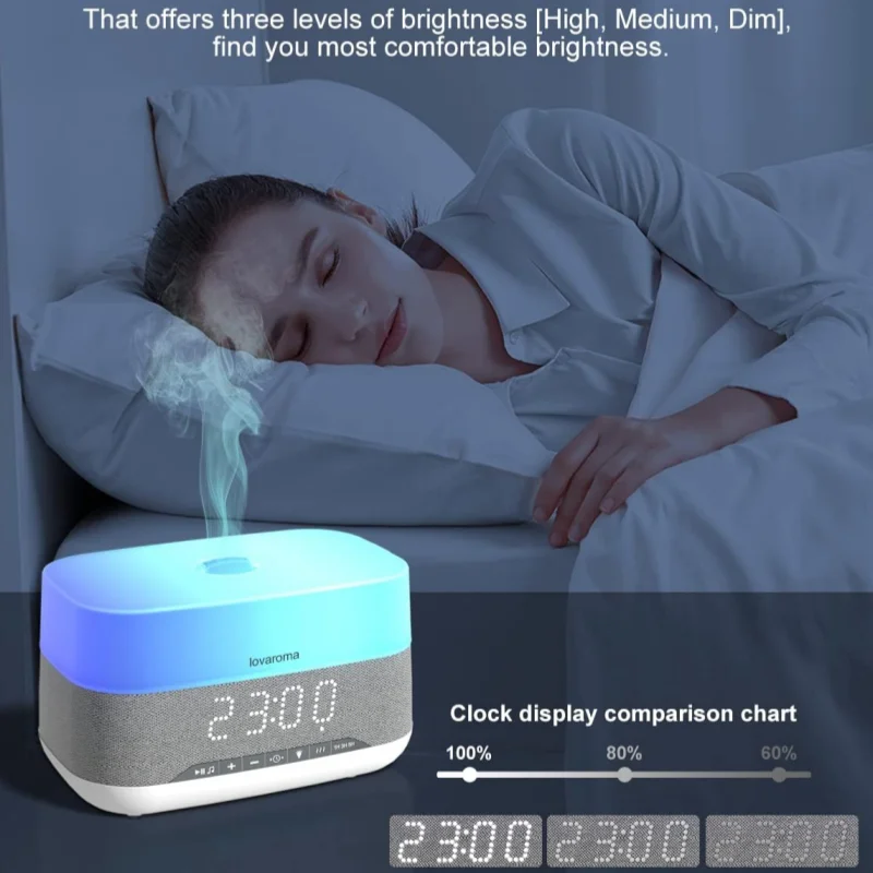 

Светодиодные часы, музыкальный плеер, увлажнитель эфирного масла, диффузор для ароматерапии, увлажнитель воздуха с RGB атмосферным освещением, Bluetooth-динамик