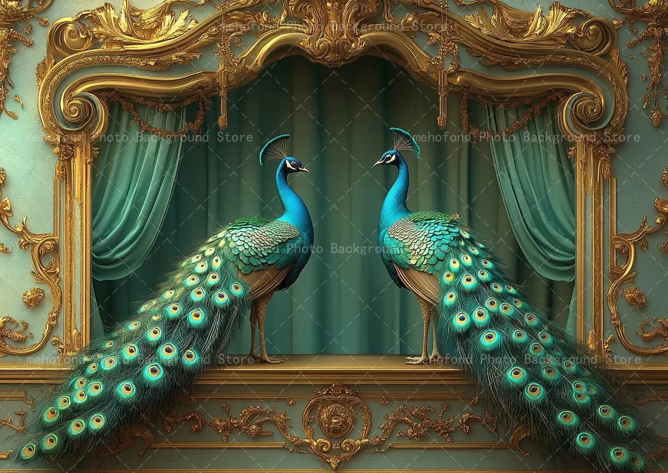 Mehofond Photography Background Retro Gorgeous Relief Pattern Peacock Exotic Atmosphere Kids Family Portrait Backdrop Decor