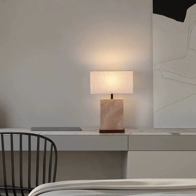 Creative Design Simple Artist Desk Lamp Home Hotel Bedside Vintage Travertine Light Emitting Diode Desk Lamp