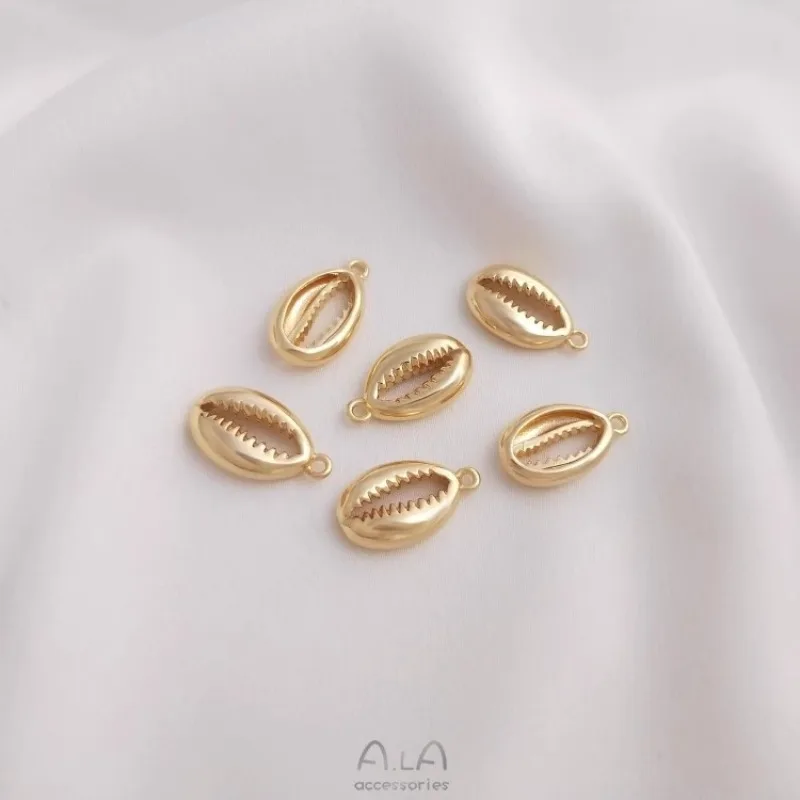 14K Copper Bag Real Gold Glossy Melon Seeds Conch-shaped Earrings, Handmade DIY Bracelet Necklace Earrings Pendant