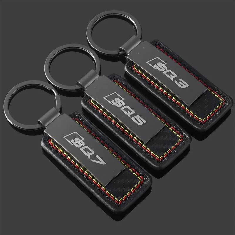 For Audi A3 A4 A5 A6 A7 Q3 Q5 Q7 S3 S4 S5 S6 S7 RS3 RS4 RS5 RS6 SQ3 SQ5 SQ7 Leather Car Keychain Key Chain Rings Metal Leather