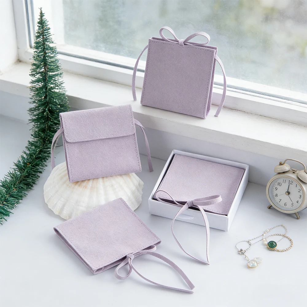 

10Pcs Purple Microfiber Velvet Jewelry Gift Bags Pouches for Travel Wedding Favors Earrings Necklace Bracelet Storage Packaging