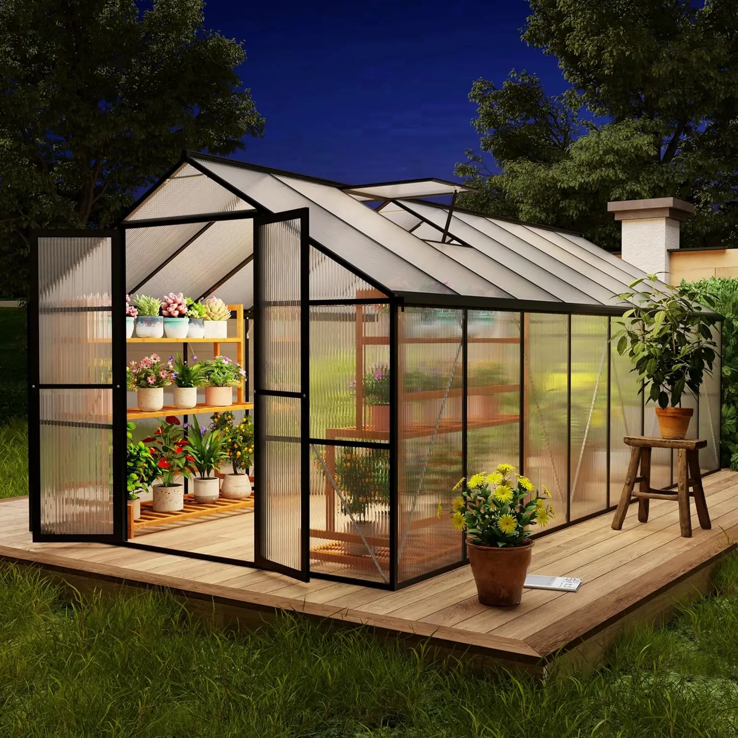 

Уличная теплица 8 x 16 футов, сверхпрочная теплица из поликарбоната с алюминиевым каркасом, запираемая дверь, регулируемая, на заказ