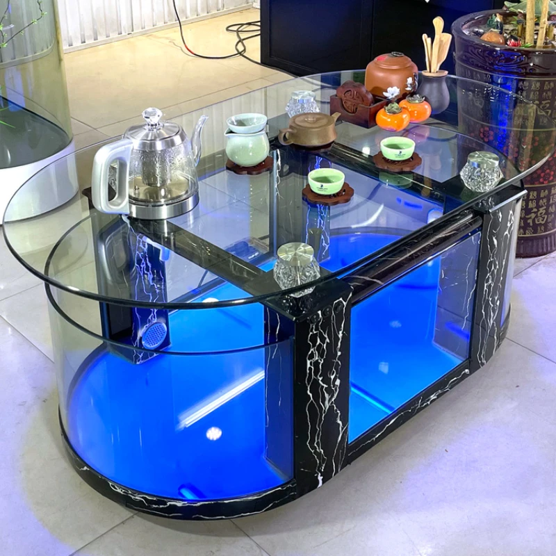 Large ecological tea table, fish tank, living room, aquarium, glass home desktop TV cabinet