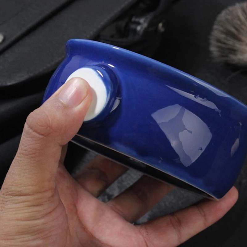 Gốm Cạo Râu Xà Phòng Bát Cho Nam, Chống Trơn Trượt Tay Cầm Miệng Rộng, Công Suất Lớn, dễ Dàng Hơn Để Tạo Bọt, Xanh Đen, Xanh Dương