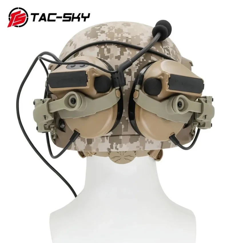 TAC-SKY Comtac II Tactical Headset Hearing Protection Helmet ARC Rail Bracket Version Shooting Electronic Earmuffs and U94 PTT