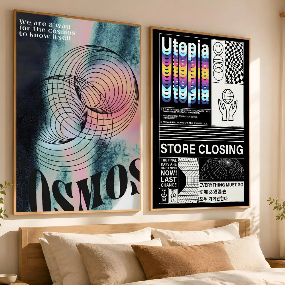 Y2K Psychedelic Grunge Cyber Retrowave New Poster Matte Self-Adhesive Wall Art Print Living Room Bedroom Home Wall Decor