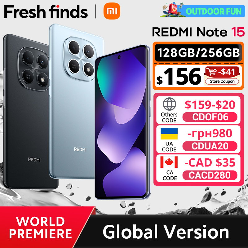  Global Version Xiaomi Redmi Note 15 MTK Helio G100-Ultra Smartphone 6.77" AMOLED display 108MP camera 6000mAh