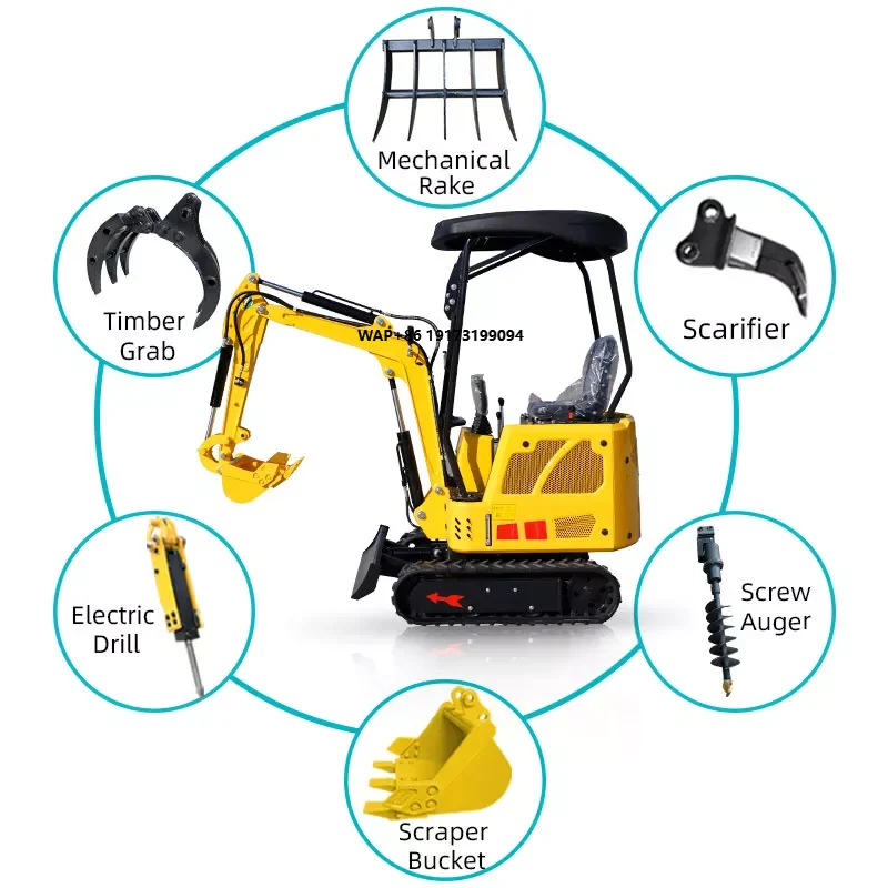 Jining  Construction Excavator 1 Ton Mini Farm Garden Excavator Factory Hydraulic Excavator with Factory Price