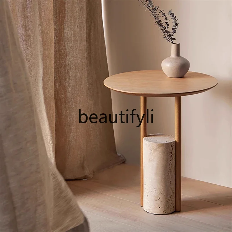 

X188 Cream wind edge few light luxury household living room coffee table solid wood small round table