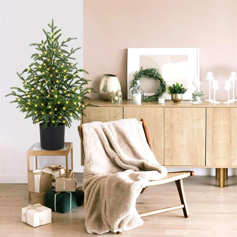 JUSTINLAU 2FT الاصطناعي نورفولك الصنوبر السرو يترك أصائص الأشجار منضدية شجرة صناعية عطلة زينة عيد الميلاد للمنزل أو المكتب