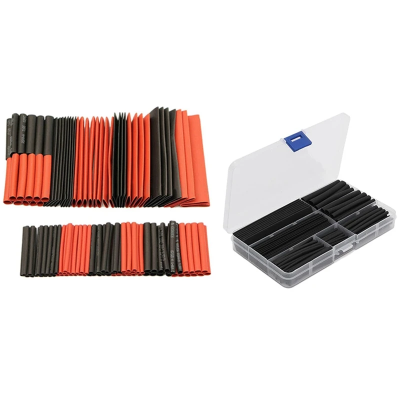 2 Set 2:1 Heat Shrink Tubing Wire Cable Sleeving Wrap Electrical Connect Set - 127Pcs & 150Pcs