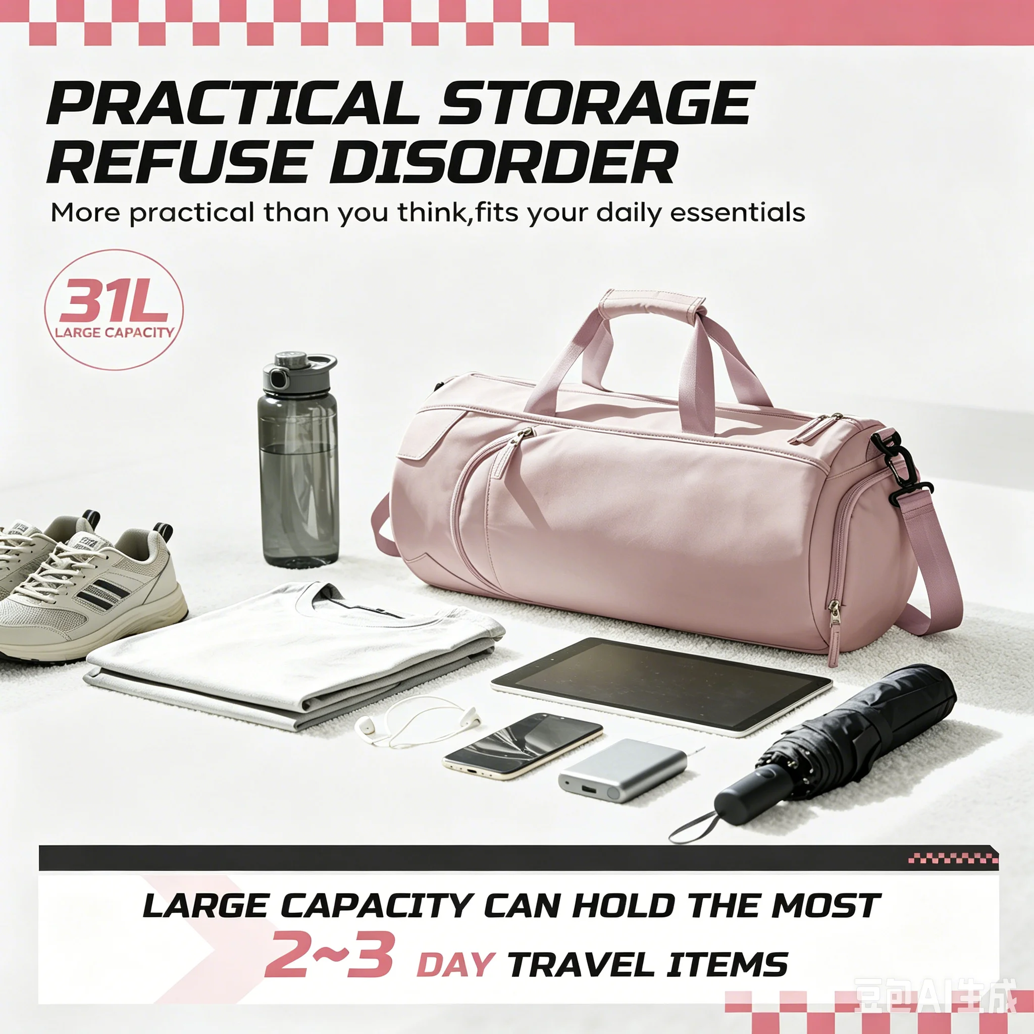Sports Bag & Travel Bag for Women Men's Training Bag with Shoe Compartment Swimming Bag Fitness Gym Bag Hand Luggage Duffel Bag - view 6
