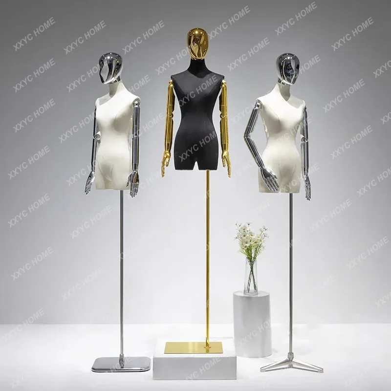 Clothing Store Mannequins for Women's Clothing Electroplating hand head Model Stand Props Female Mannequin Dummy Display Stand Z