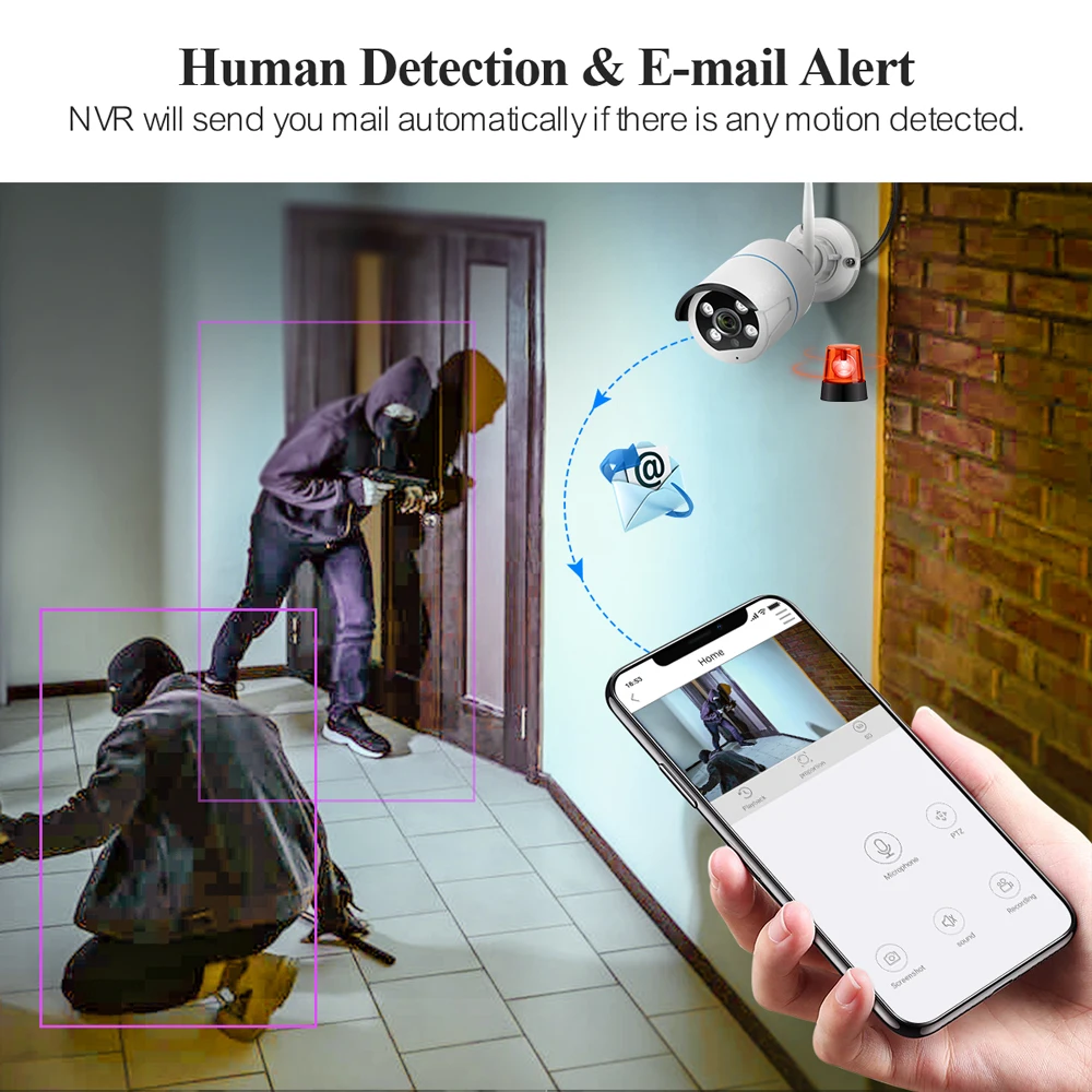 Techage HD 3MP Wireless Camera System Outdoor Wifi IP Camera Two-way Audio Record Human Detetcion Home Security CCTV Video P2P