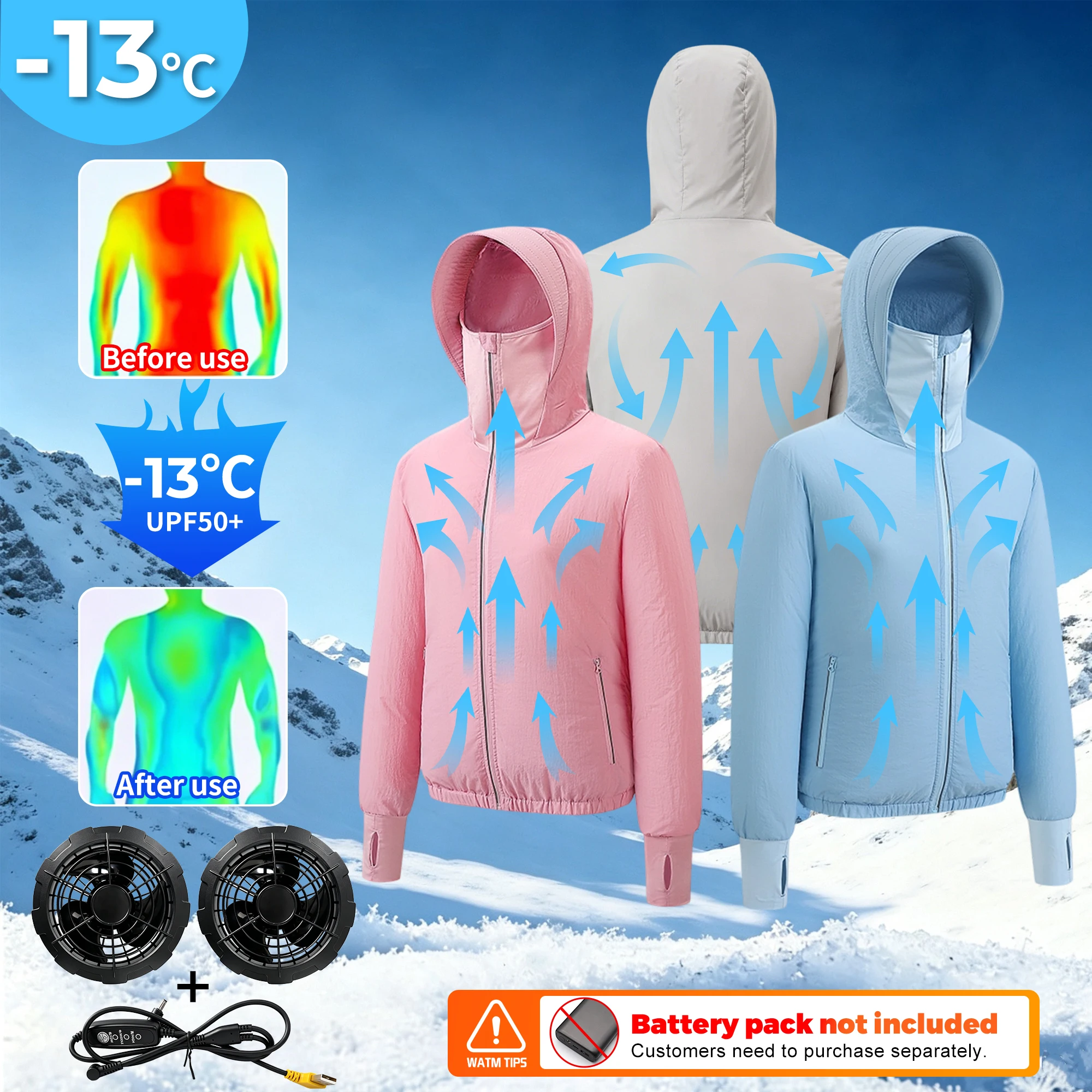 Yours Clothing Summer Jackets - Colete Refrigerado com Ventilador para Pesca