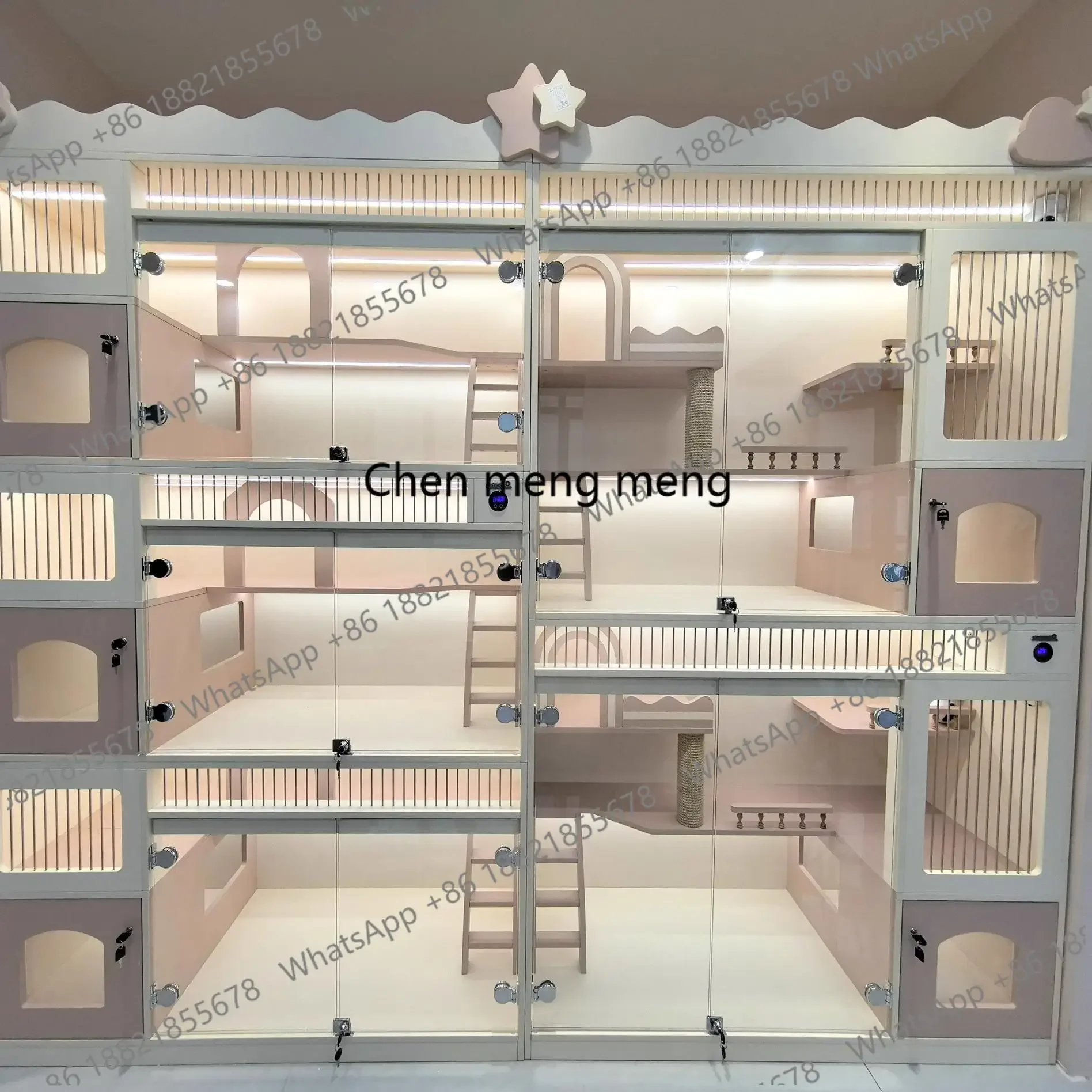 z10Cat Cage Villa Solid Wood Cat Breeding Cabinet Pet Store Foster Display Cabinet
