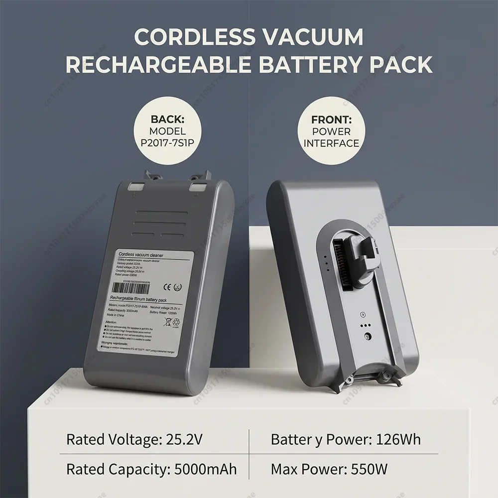 Rechargeable 25.2V Vacuum Cleaner Battery Pack for Dreame V11 V12 VVN5 VVN6 V12Pro High Capacity 7-Cell Lithium Batteries