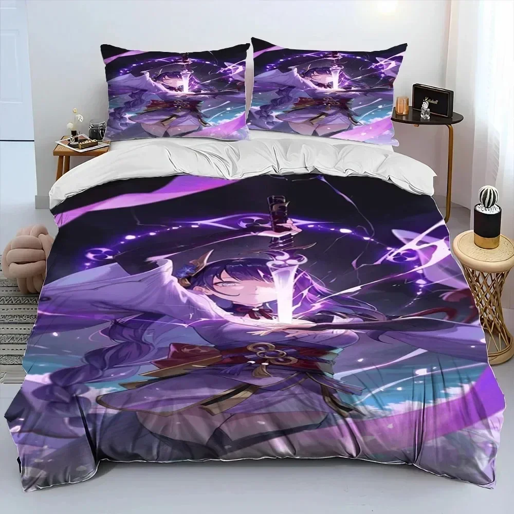 

3D Print Anime Genshin Impact Game Comfortable Duvet Quilt Cover Pillowcase Bedding Set Children Bedroom Decoration Home Textile