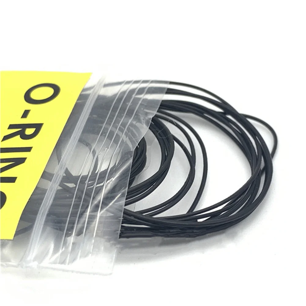 Acessórios para reparo de relógio, à prova d'água, 0.5/0.6/0.7/0.8mm, anel elástico de borracha preta, anel de vedação traseiro