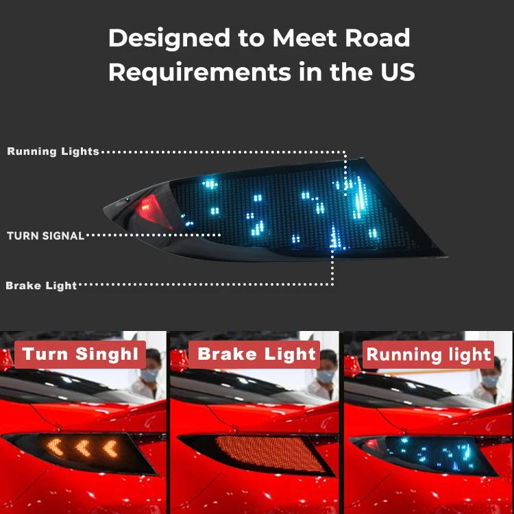 DK Motion for 86 GR86 2022-UP Scion FR-S  BRZ LED Tail Lights Digital RGB Rear Light Sequential Signal Taillights