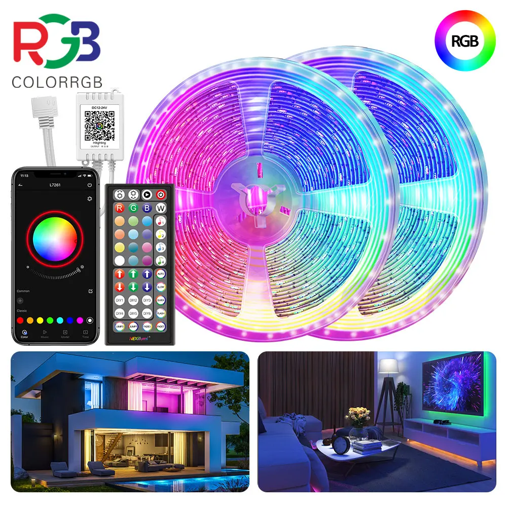 

Led Strip Lights 30M Bluetooth Smart App Music Sync Color Changing RGB Led Light Strip with Remote DC24V