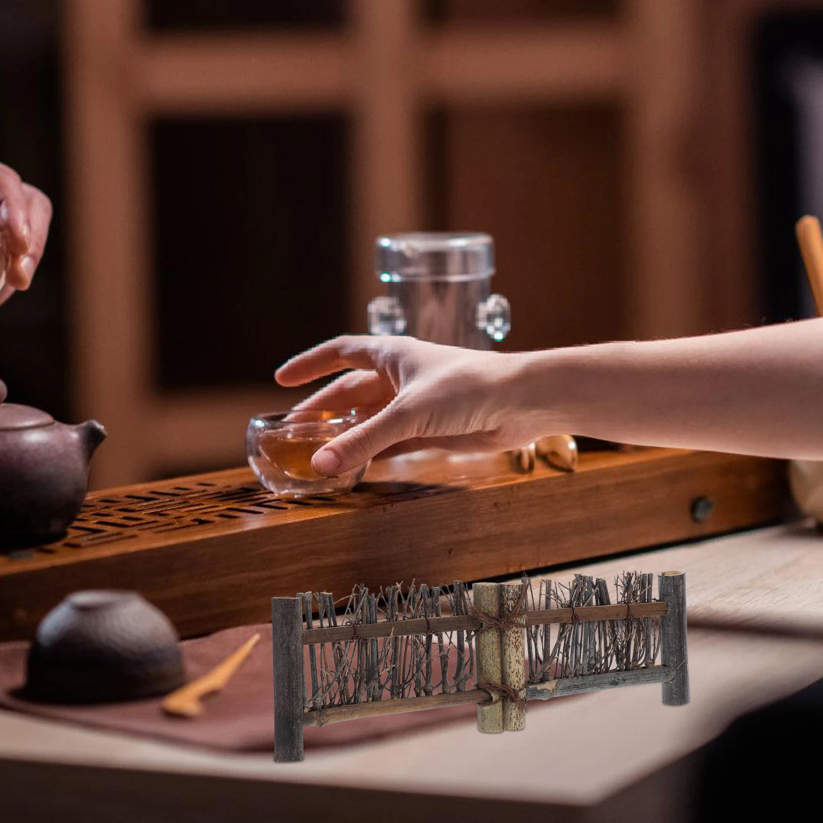 

Фиолетовый экран для забора, миниатюрный декор ручной работы для чайной церемонии бонсай, сказочный сад, микропейзажный орнамент, бамбуковые принадлежности для рукоделия