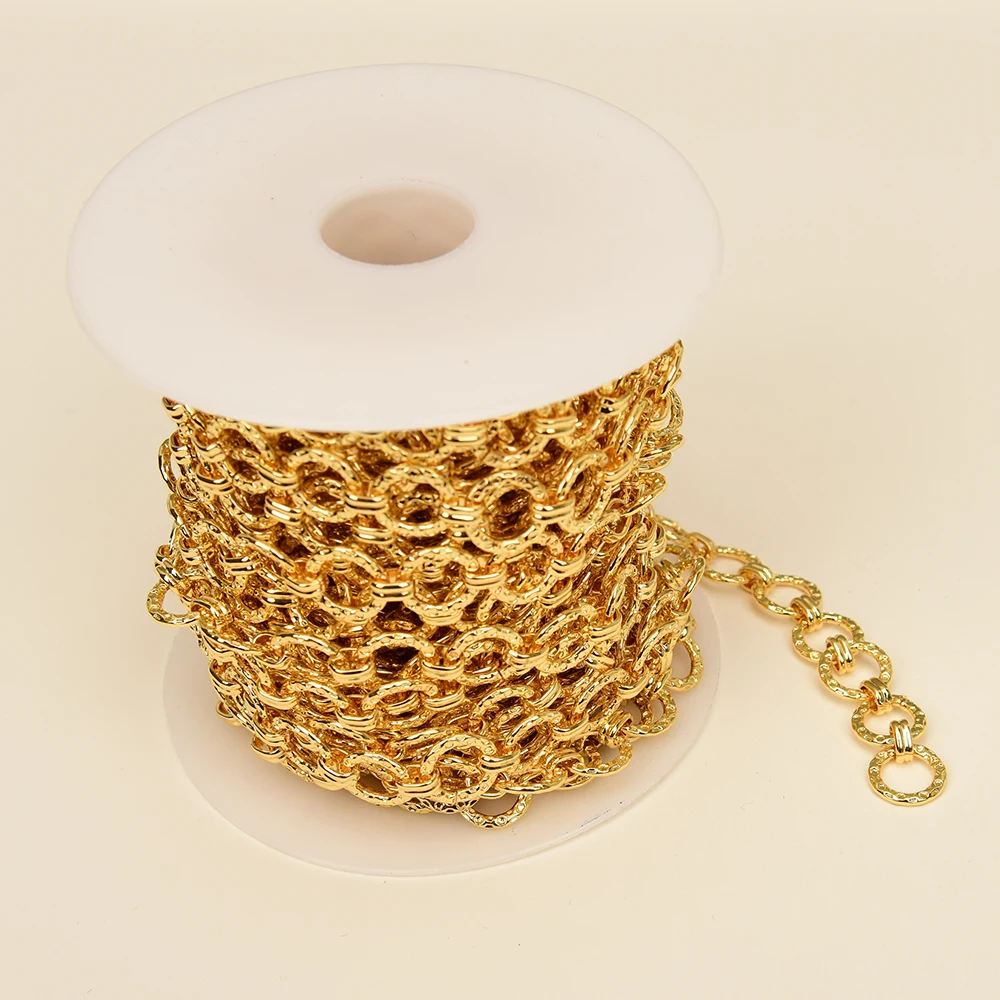 APDGG 1 Meter Yellow Gold Plated Circle Copper Fashion Bezel Set Chain Paperclip Neck Chain Pearl Necklace Making DIY