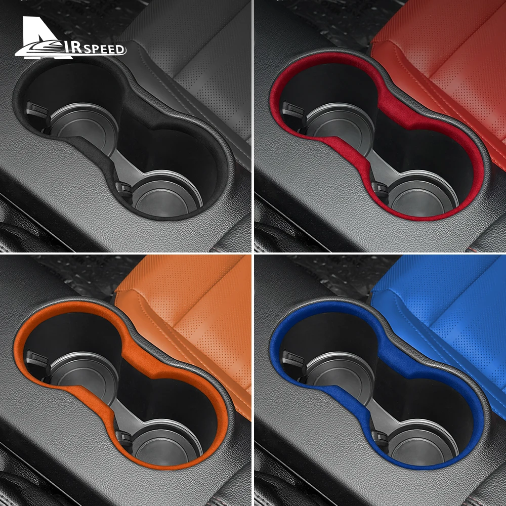 Italy Super Suede Cover For Ford Mustang 2015-2022 Turn Fur Car Center Control Water Cup Holder Frame Sticker Trim Accessories