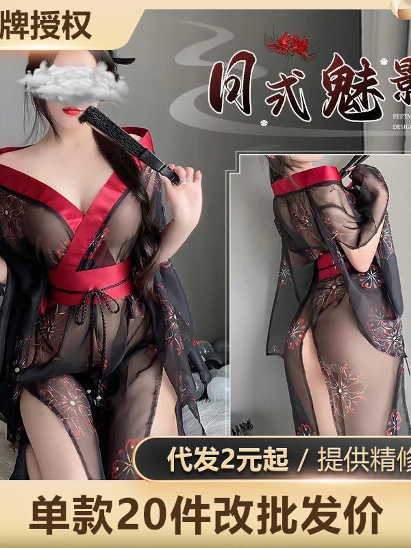 Lace Black Sheer Mesh Mini Dress Fairy Japanese Print Kimono Sexy Uniform Dress Elegant Hot Sexy Transparent 2023 Tops S8S2