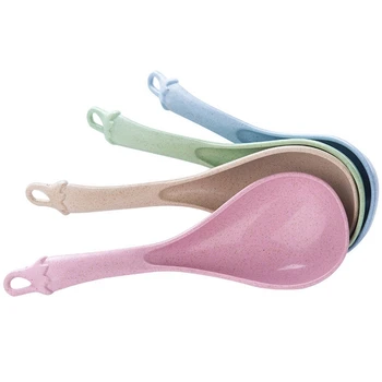 Promotion! 4 Pcs Thickened Large Ladle Wheat Straw Household Porridge Ladle Kitchen Utensils Rice Ladle Porridge Ladle