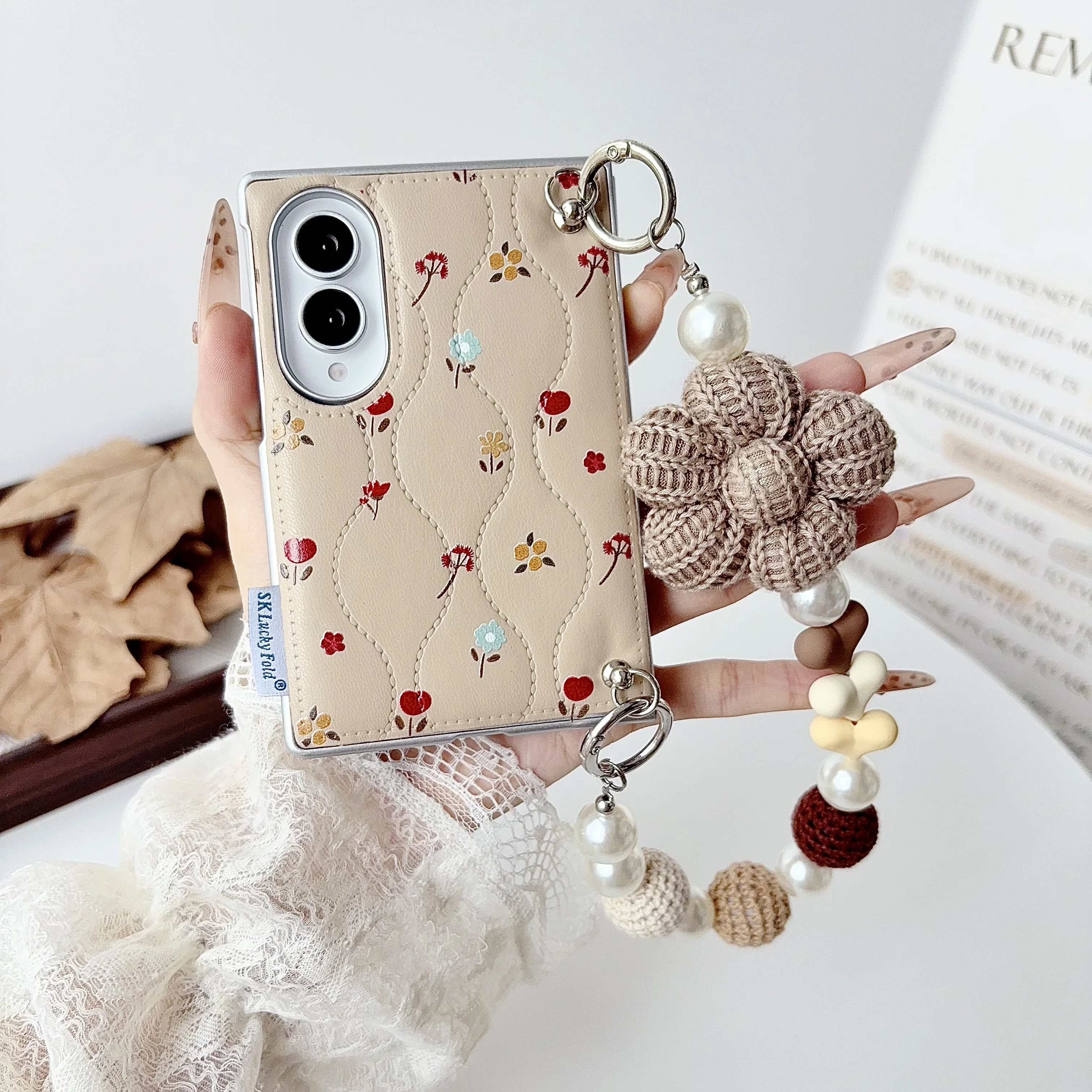 Модный цветок ‌   Кожаный чехол-ремешок для Samsung Galaxy Z Fold8 Fold 8 Wide: ударопрочный, с удобным захватом, гибкий, тонкий