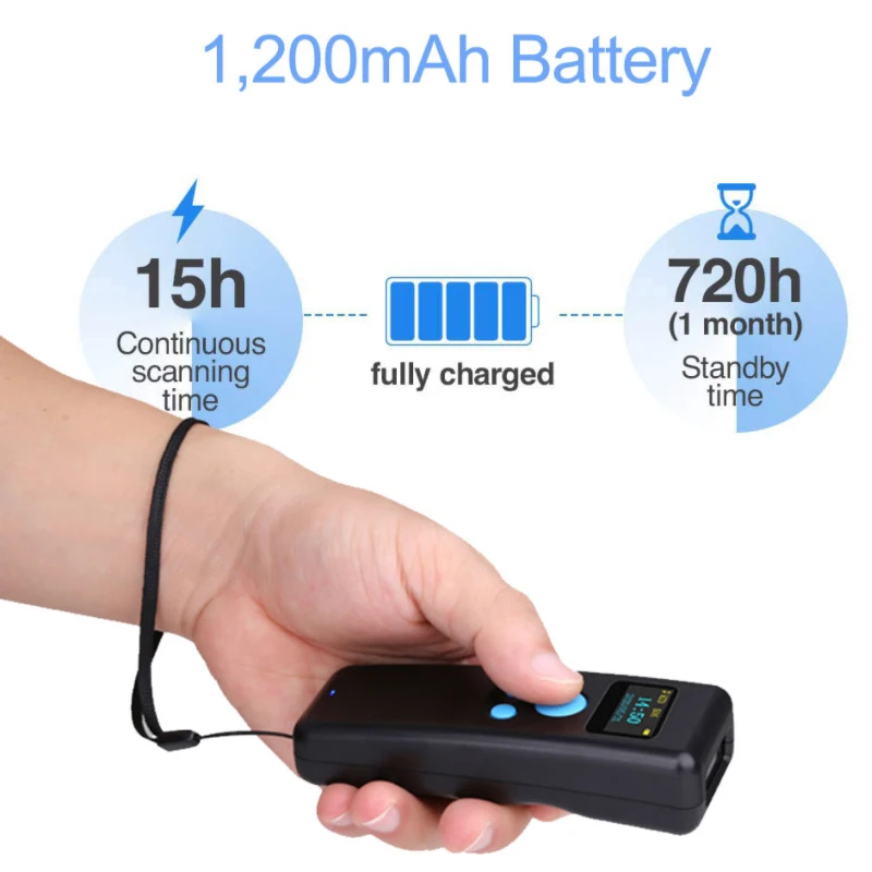 الماسح الضوئي المحمول خفيف الوزن للغاية بتقنية Bluetooth ثنائي الأبعاد يمكنه إخراج بيانات الوقت #6