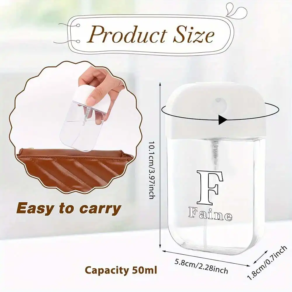 Customized Name 50ml Reusable Spray Bottle Portable Detachable Perfume Bottle Creative Oral Sprayer Accessory Personalized
