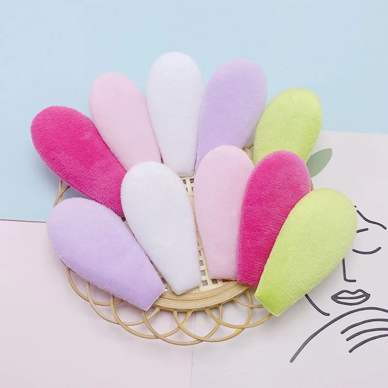 40Pcs 3*6CM Two Side Felt Rabbit Ear Padded Appliques For Children Hat Sewing DIY Headband Hair Clip Accessories Patches