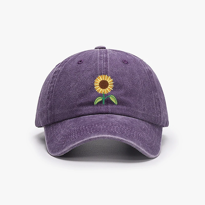 Sunflower Baseball Cap Embroidered Plant Dad Trucker Hat Trendy Washed Vintage Woman Sun Hat Cotton Mom Hats