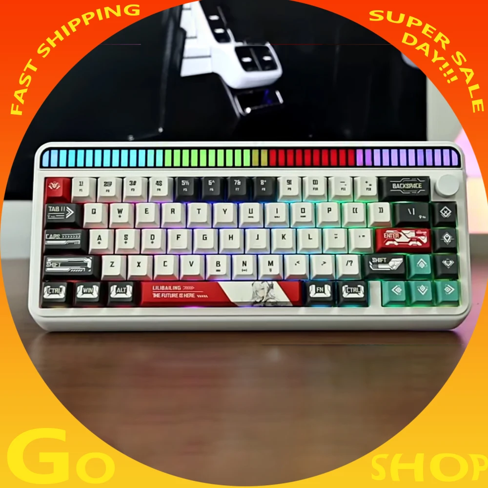 

LEOBOG Hi65 Трехрежимная беспроводная механическая клавиатура Точная игровая клавиатура RGB с горячей заменой Прокладка 4000 мАч с мультимедийной ручкой ПК