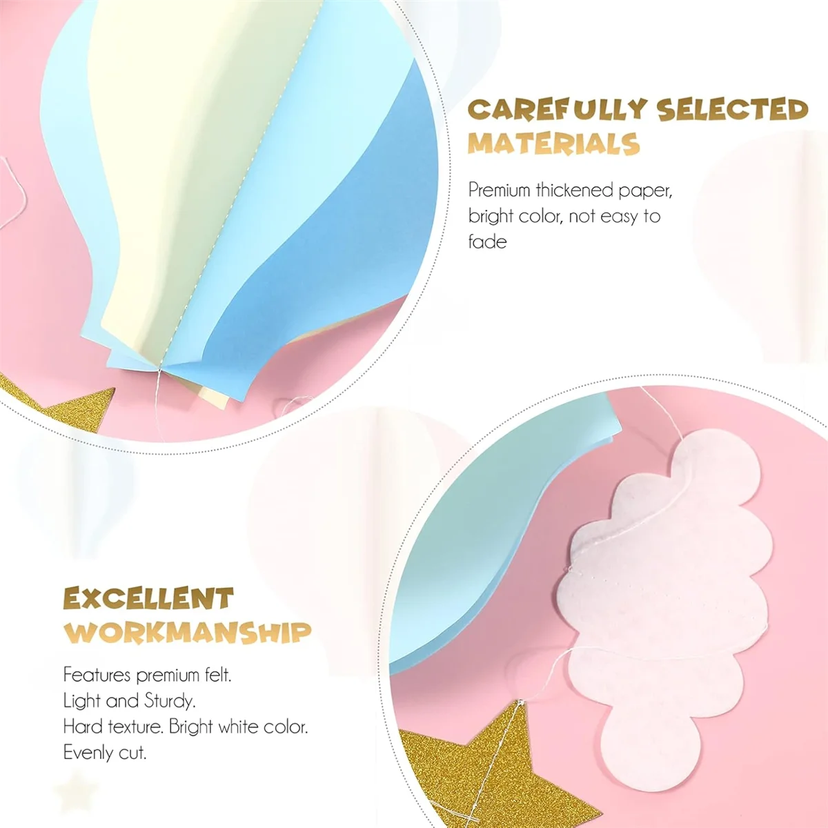 1 قطعة زخرفة معلقة ثلاثية الأبعاد لحفلات الزفاف والمهرجانات وحفلات أعياد الميلاد. منطاد الهواء الساخن وقلادة نافذة على شكل سحابة #6